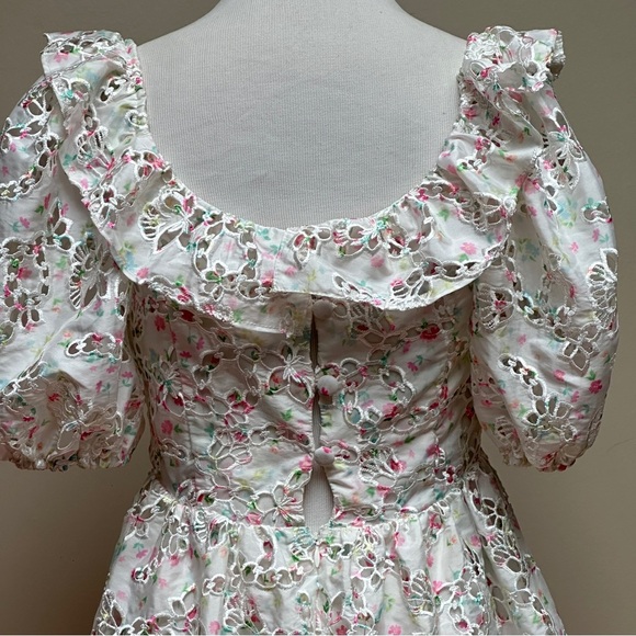 For Love & Lemons Magnolia Mini Dress White Multi Size Small - Picture 6 of 15